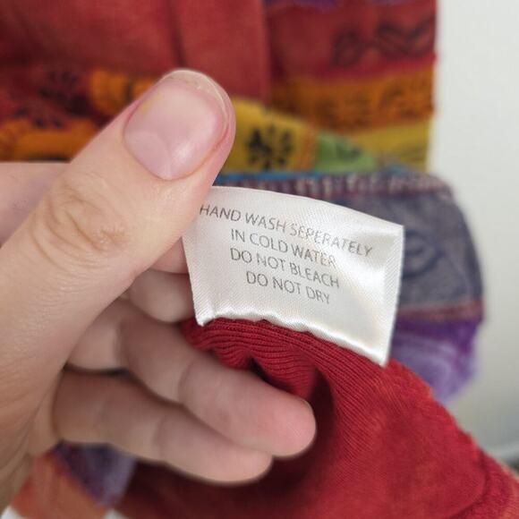 Greater Rainbow Colorful Embroidered Patchwork Hippie Jacket Size Medium - Picture 8 of 10